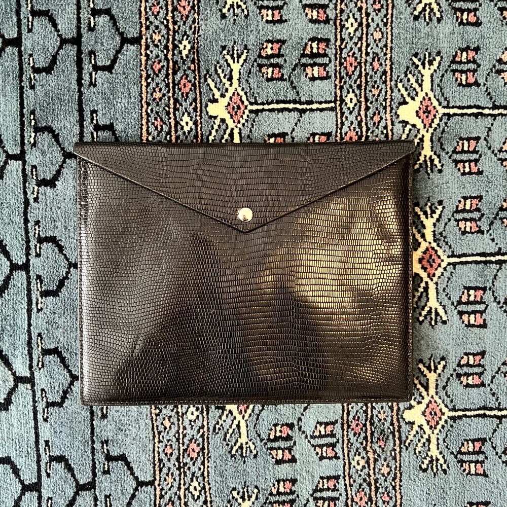 FINAL SALE: THEORY faux snakeskin clutch